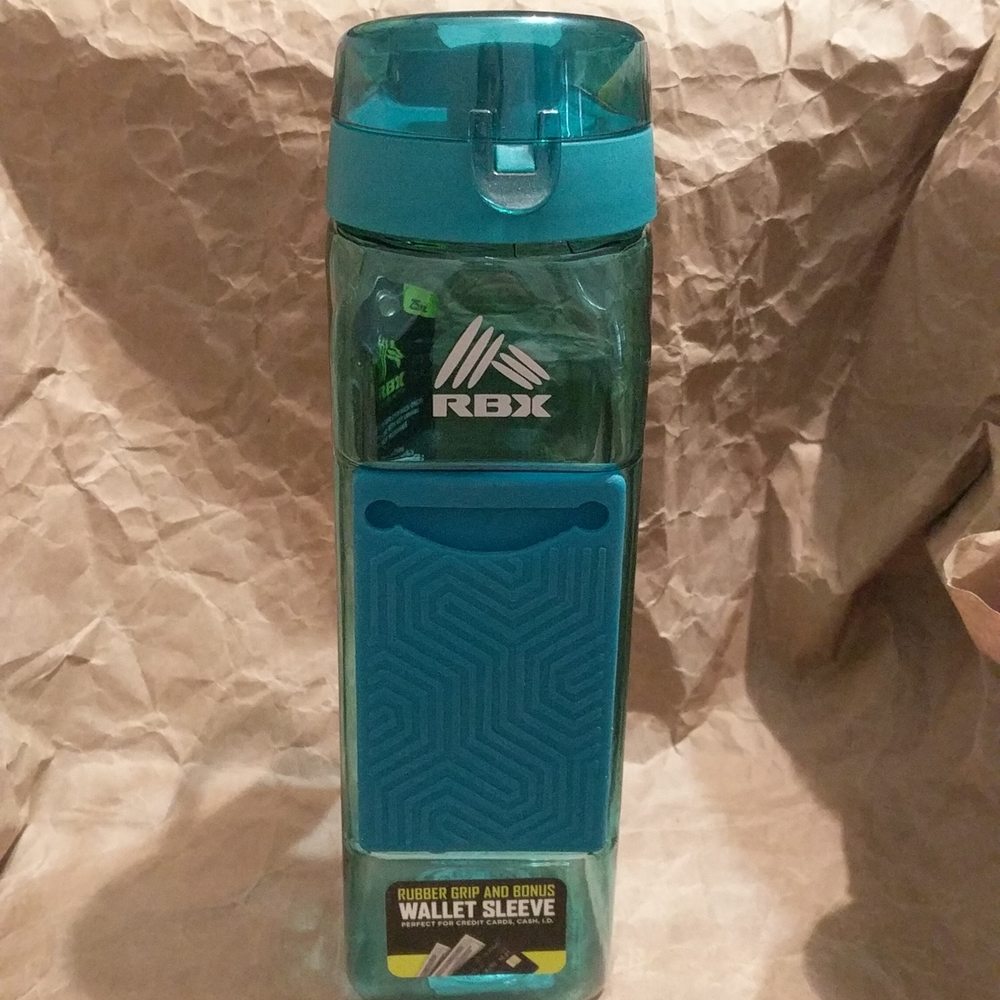 RBX 25 oz Portable Sport Water Bottle with Rubber Grip and Bonus Wallet Sleeve